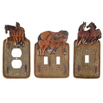 Rustic Western Horses Wall Plate Covers Faux Wood Look Rope Edge Toggle Outlet. Fixed Price $15.25.