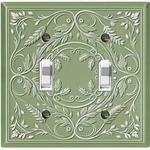 Metal Light Switch Outlet Cover Wall Plate Elegant Green Floral Frame FME145. Fixed Price $18.89.