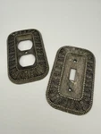 Amertac 2PC Antique Silver Metal Vintage Wall Plates Duplex Outlet + Toggle. Fixed Price $26.00.