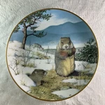 Woodchucks In The February Thaw Plate Woodland Year Peter Barrett Deer 9 1/8. Fixed Price $19.95.