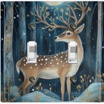 Metal Light Switch Outlet Cover Decorative Wall Plate Forest Woods Deer AML143. Fixed Price $8.99.
