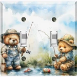 Metal Light Switch Outlet Cover Wall Plate Fisher Teddy Bear Fishing Lake OCN132. Fixed Price $16.19.