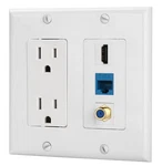 15A Power Outlet Port Hdmi CAT6 Ethernet Coax Cae Tv Wall Plate In White. Fixed Price $33.96.