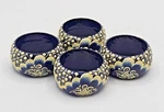 Wooden Handcrafted Napkin Rings Russian Folk Art Set Of 4 Blue & Cream. Fixed Price $12.99.