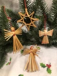 Vintage Christmas Scandinavian Straw Ornaments 3 Angels & 1 Star Handcrafted. Fixed Price $9.99.