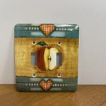 Metal Light Switch Plate Cover Double Toggle Apple Heart Vintage Country Kitchen. Fixed Price $10.99.