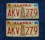 1978 Alaska Grizzly Bear License Plates Pair / Set. Fixed Price $79.99.