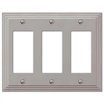 *4-PACK* Amerelle Tiered 3 Gang Rocker Metal Wall Plate Satin Nickel. Fixed Price $25.91.