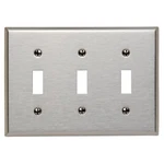 Lot Of 7 Leviton 84011 3 Gang Toggle Cover Stainless Steel Wall Plate Free Ship. Fixed Price $33.48.