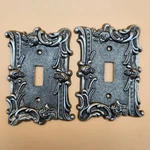 Lot Of 2 Vtg Ornate Edmar 60T Metal Light Switch Plate Rose Scroll Single Cover. Fixed Price $29.95.