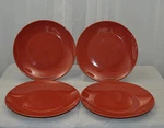 Set Of 4 Mulberry Home Collection Brick Red 10.5" Dinner Plates, New. Fixed Price $40.00.