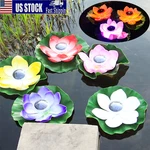 Solar Floating Pond Light Lotus With Leaf Lily Pads Night Pool Decoration. Fixed Price $13.19.