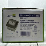 Leviton Pop-up Floor Box Dual Type A,3.6 Amp Usb 20 Outlet, Black PFUS2-MB. Fixed Price $39.99.