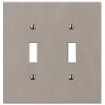 Hampton Bay Barnard 2 Toggle Wall Plate - Brushed Nickel Cast. Fixed Price $6.99.