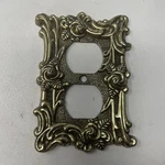 Vintage American Tack & Hardware Floral Rose Brass Wall Plate Outlet Cover. Fixed Price $11.99.