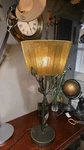 Wrought Iron Table Lamp Quoizel Lighting Vine Leaf Gold Shade, Finial. Fixed Price $279.00.