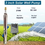 Dc 24V 3'' Solar Deep Well Pump Water 792GPH Submersible + Mppt Controller. Fixed Price $160.30.