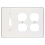 Leviton 80747-W 3 Gang 1-TOGGLE 2-DUPLEX Device Combination Wall Plate. Fixed Price $19.99.