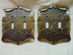 2 Vintage Textured Brass Amerock Carriage House Double Switch Wall Plates. Fixed Price $10.00.