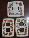 Vintage 1972 American Tack & Hardware Kitchen Fruit Plastic Wall Plate Covers.... Fixed Price $10.00.