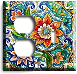 Colorful Talavera Floral Southwestern Folk Art Style Light Switch Outlet Plates. Fixed Price $21.59.