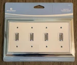 Brainerd Quad Switch Toggle Wall Plate - White With Chrome Border #126312. Fixed Price $20.00.