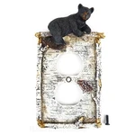 Black Bear Single Outlet Plug Plate Cover Rustic Birch Faux Wood Look. Fixed Price $23.95.