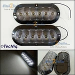 (2) Trailer Truck White Surface Mount 6" Oval Reverse Light Sealed Tecniq. Fixed Price $16.99.