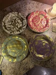 Set Of 4 Pottery Barn Jewel Plates 9" Holiday Gold Florentine Birds. Fixed Price $41.22.