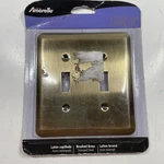 Amerelle 2-GANG Stamped Steel Toggle Switch Wall Plate, Brushed Brass 154TT. Fixed Price $9.99.