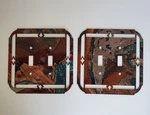 Pair Of Lazart Southwest Style Metal Enamel Double Light Switch Plate Covers. Fixed Price $16.99.