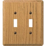 (6)-AMERELLE 2-GANG Solid Oak Toggle Switch Wall Plate, Light 901TTL. Fixed Price $56.89.