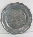 Vintage 95% Pewter Garman Plate Wall Hanging - Tavern Hearth Scene 95/100 Vtg. Fixed Price $29.99.