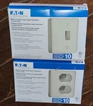 Lot Of 2 Eaton 10PK Mid-size Light Almond Single Gang Toggle/duplex Wall Plates. Fixed Price $19.99.