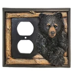 Black Bear & Tree Outlet Cover Rustic Lodge Double Wall Plate Decor. Fixed Price $18.50.