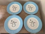 Gibson Max & Lucy Christmas Dessert Plates Snowman Ceramic Set Of 4. Fixed Price $24.00.