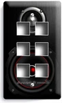 Light Switch Outlet Wall Plates Black Stereo Speakers Red Dot Music Studio Decor. Fixed Price $17.99.