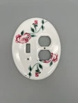 Vtg Melard Duplex Receptacle And Switch Plate Cover Porcelain Impressions Floral. Fixed Price $13.60.