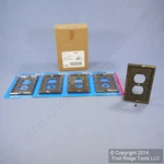 5 Leviton Brass Tiki Bamboo Receptacle Wallplates Duplex Outlet Covers 89603. Fixed Price $25.64.