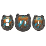 Western Horseshoe Barbed Wire Turquoise Switch Wall Plate Covers Cowhide Look. Fixed Price $15.25.