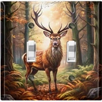 Metal Light Switch Outlet Cover Decorative Wall Plate Forest Deer Buck AML177. Fixed Price $13.49.