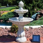 Resin Outdoor 2-TIER Solar Water Fountain With Battery White By Sunnydaze. Fixed Price $355.00.